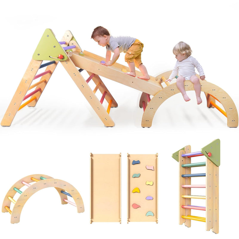 Lol Fun Pikler Triangle Set Montessori Toddler Climbing Toys Indoor, Foldab