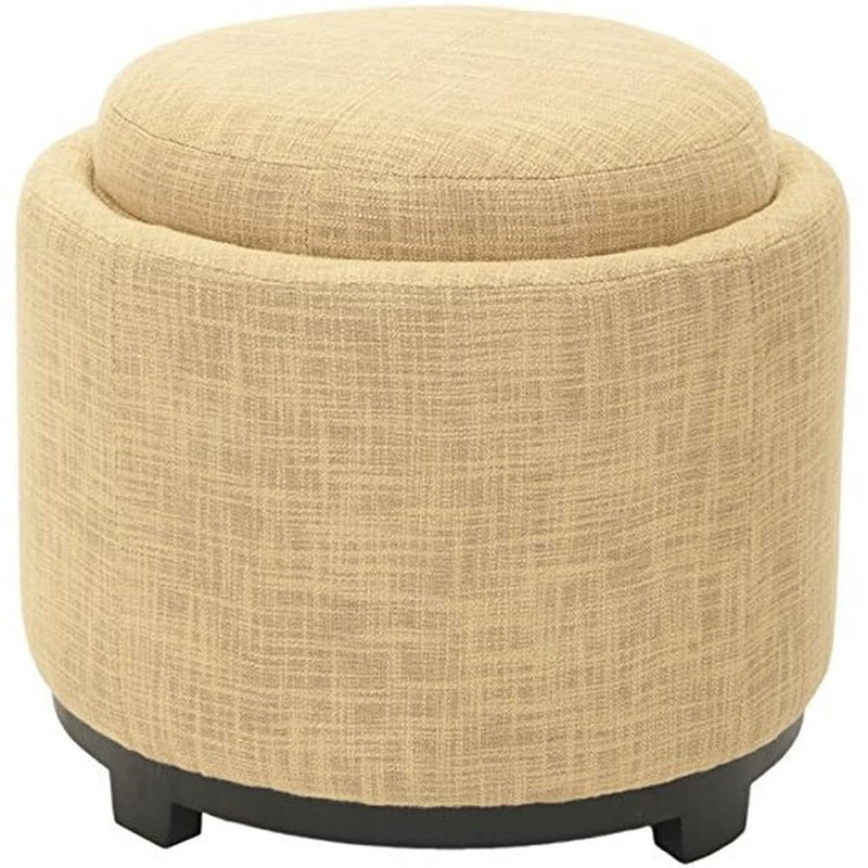 Hudson Collection Bowery Gold Tray Ottoman, Round