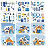 24 Set Hanukkah Gingerbread House Craft Kit with Stickers for Kids
