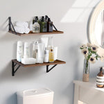 2 Pc Deep Floating Shelves ; 12 Inch Deep Wall Mounted Hanging Shelves for Living Room, Kitchen, Office, Bathroom and Bedroom Decor; Storage and Display Shelf Set (Rustic Brown)