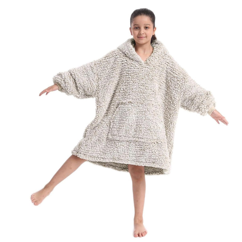 Cozy Sherpa Wearable Blanket Hoodie With Sleeves For Kids Gift Idea,Hooded Snu
