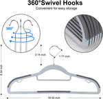 Plastic Clothes Hangers, Upgraded Rubber Stripe Non-Slip Coat Hangers,50 Pack Dry Wet Trousers Pants Hangers,Space Saving,heavyduty Gray