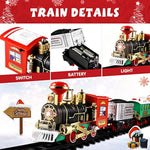 Christmas Railway Train Set With 47.2" Railway Track & 4 Cars Lights And Sounds Railway,Battery Operated Locomotive Engine Play Set Electronic Toys Gift For Kids