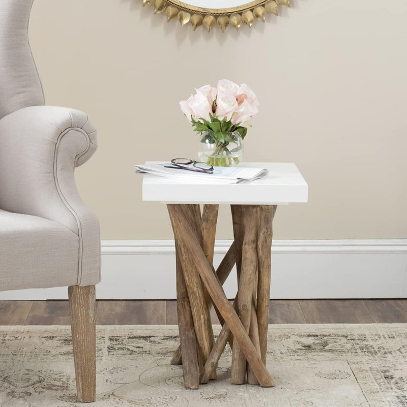 Home Collection Hartwick White And Natural Side Table