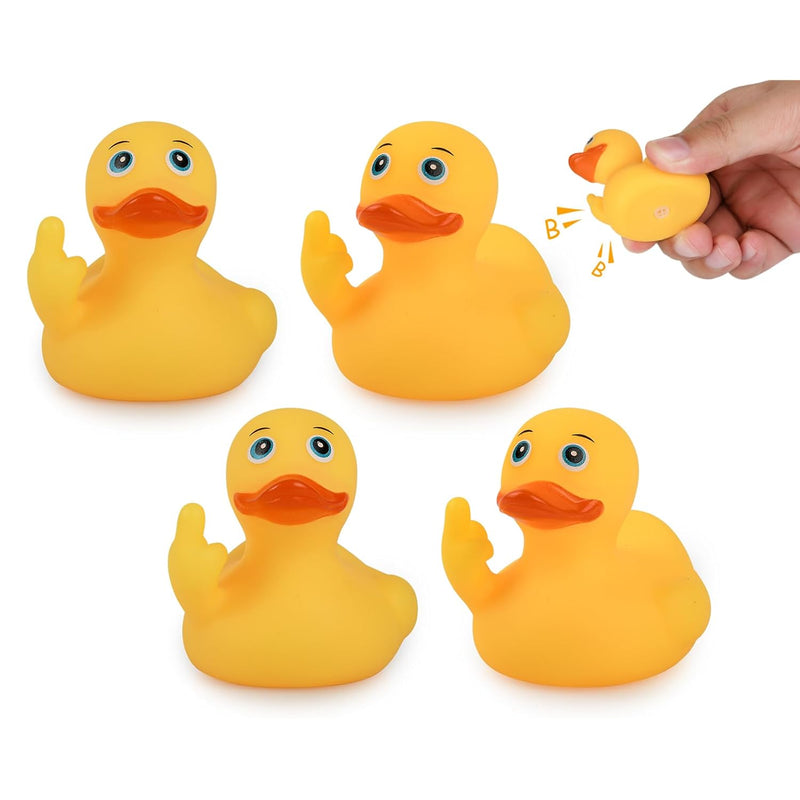 Middle Finger Rubber Ducks 4 Pieces Yellow Rubber Duck 2.16 Inch Funny Car