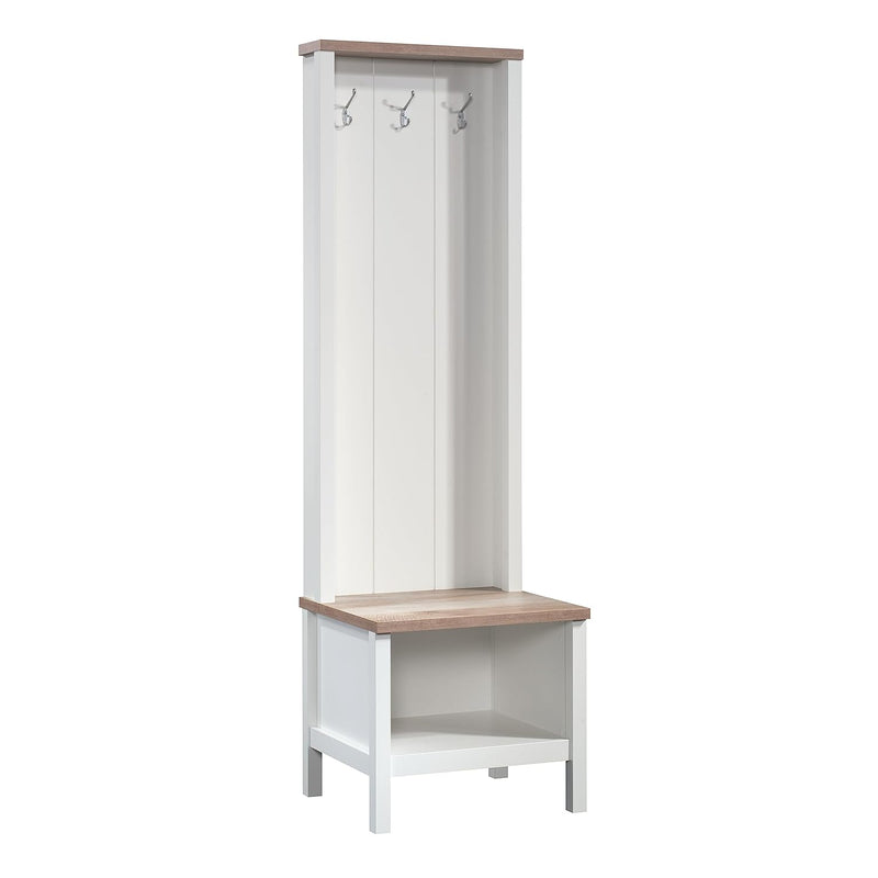 Cottage Road Hall Tree W/Bench, L: 21.73" X W: 19.45" X H: 71.50", Soft White