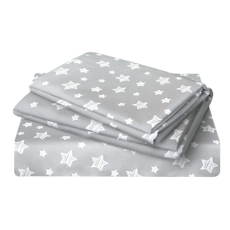 Twin Bed Sheets Boys Toddler Twin Bed Sheets Gray Star Print, Ultra Soft Micro