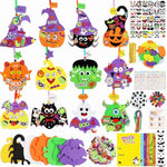 380 Pcs Halloween Craft Kit, 24 Sets with Foam Cards, Glitter Stickers & Accessories