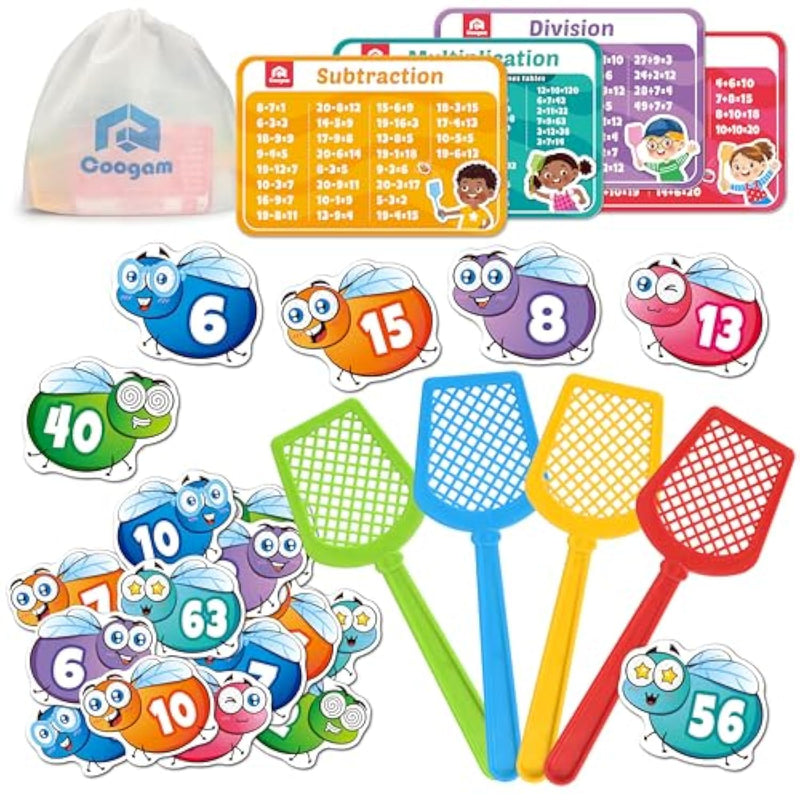 Math Counting Game, Math Manipulative Learning Swat The Fly Cards, Practice With Addition, Subtraction, Multiplication & Division, 1St 2Nd & 3Rd Grade Educational Toy For Homeschool