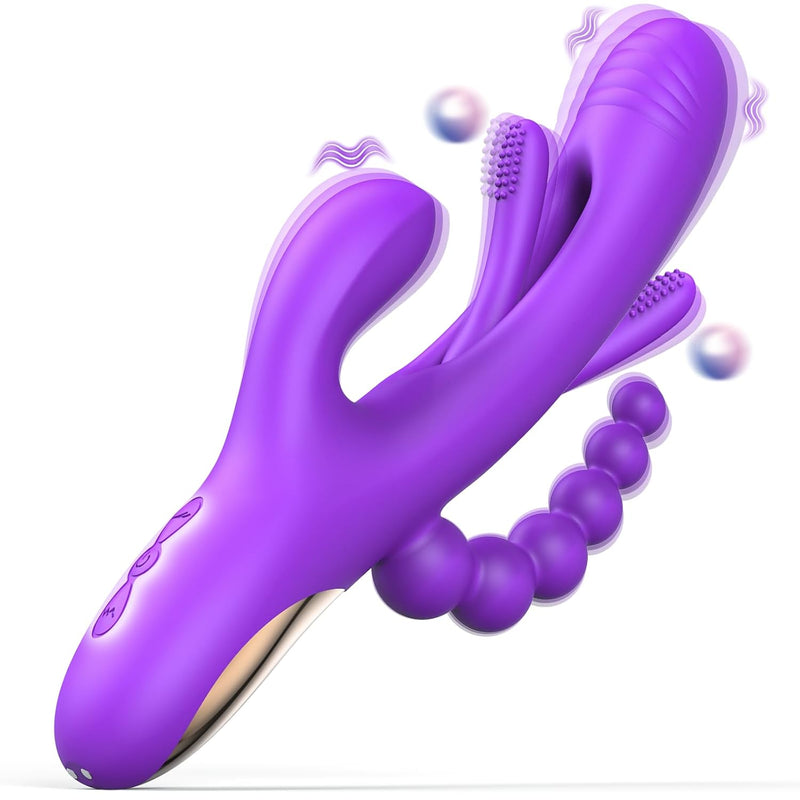 App Control Vibrator Sex Toy For Women-G Spot Vibrator Flapping Rabbit Vibrator Dildo For Woman Couple Nipple Anal Stimulation, Silicone Vibrator With 7 Licking 7 Vibrating Modes (Bright Purple)