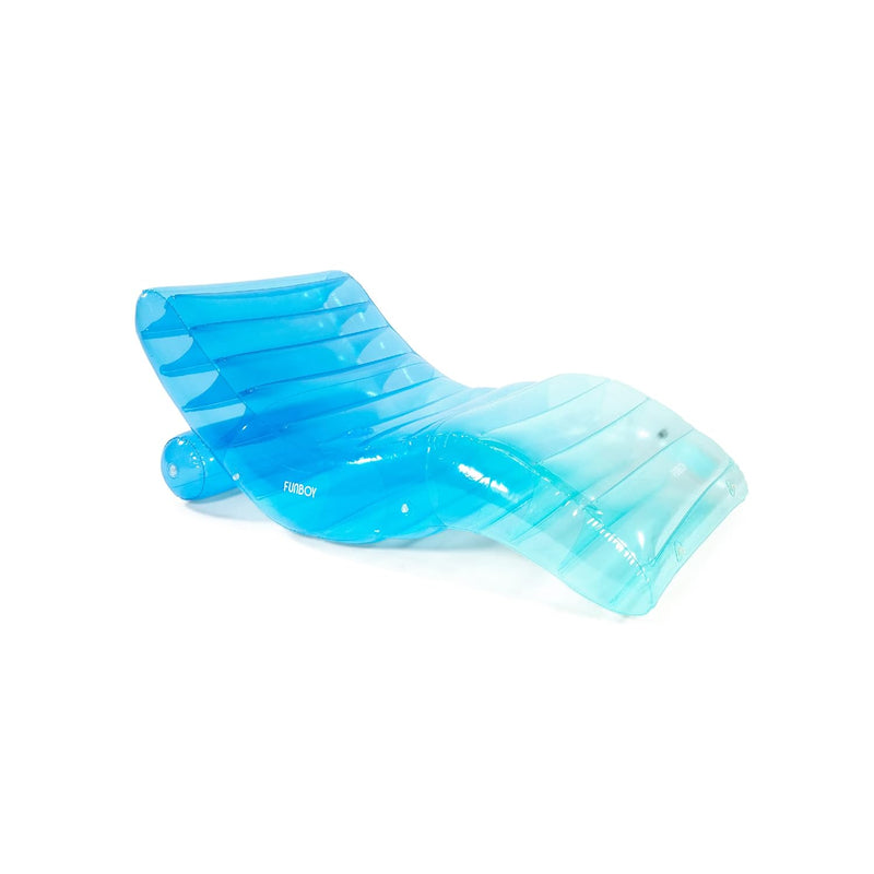 Giant Inflatable Luxury Tri Color Blue Chaise Lounger, Chair Pool Float For