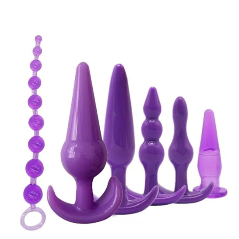 Sm Binding And Flirting Set Sm Fun Anal Plug Set 6 Pcs For Men And Women Universal Rear Court Pull Ball Anal Masturbation Anal Device Toy Bdsm Flirting Set Purple