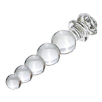 Glass Penis Pleasure Wand Anal Plug, Beads Transparent Crystal Butt Plug With Flared Base Adult Sex Toy