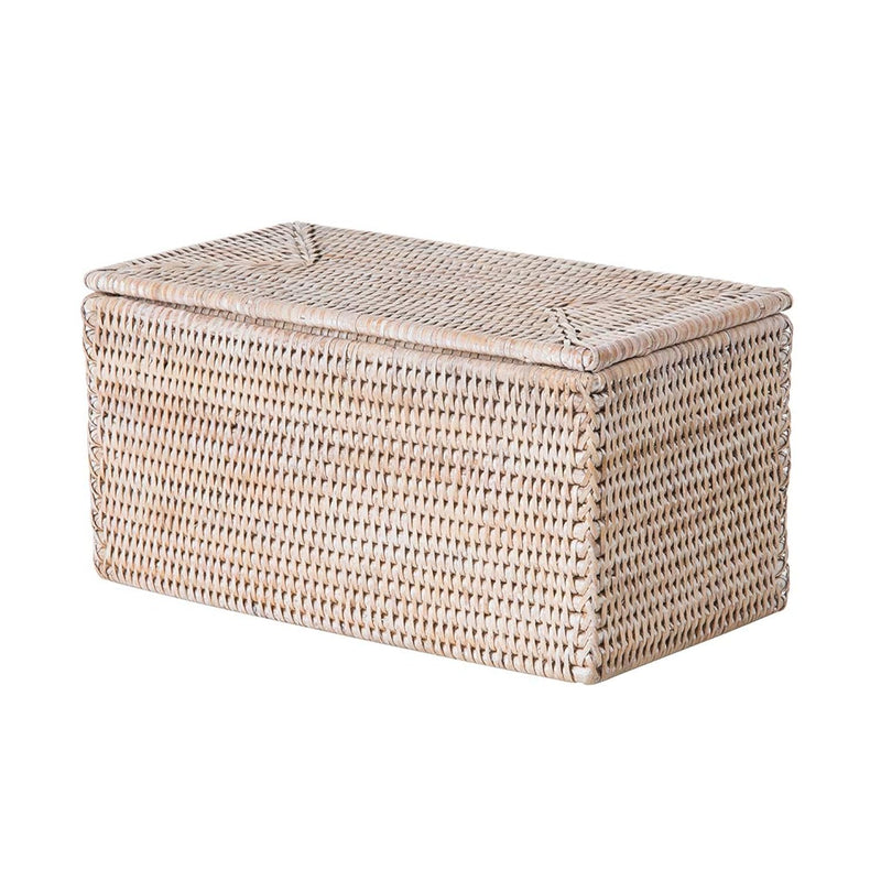 La Jolla Rectangular Rattan Box, White-Wash Toilet Roll Storage Basket (1030101)