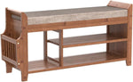 2 Tier Shoe Bench, Shoe Rack with Hidden Drawer and Side Holder, Shoe Storage Bench Organizer for Entryway Hallway Living Room, Bamboo Material