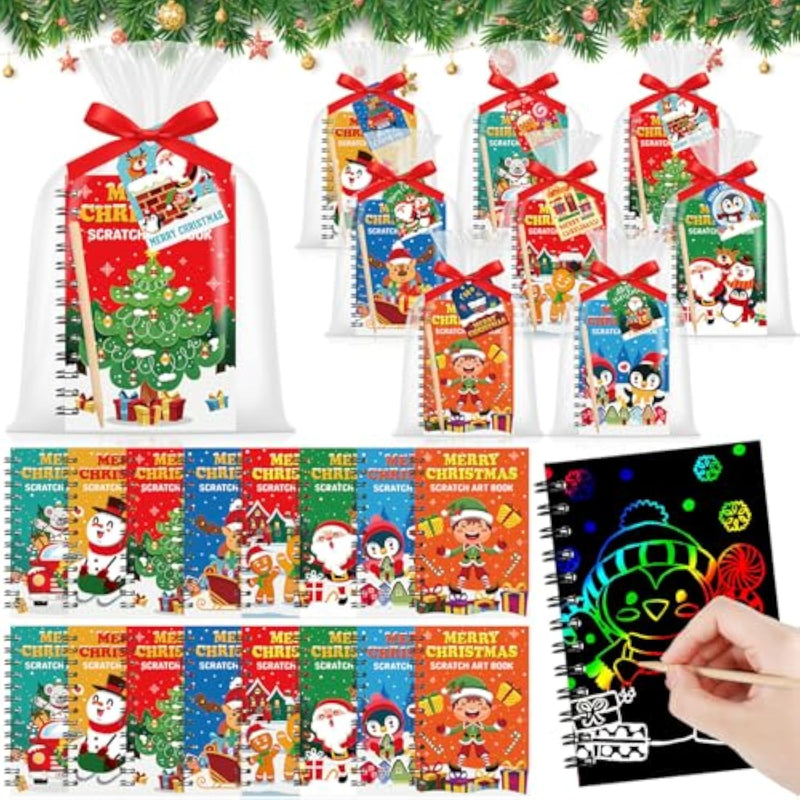 24 Pack Christmas Scratch Art Crafts Party Favors for Kids