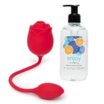 Rose Glow Dual Stimulation Pleasure Air Rose Toy & Egg Vibrator And Enjoy Water Based Lube 8.5 Fl Oz - Couples Sex Toys Bundle