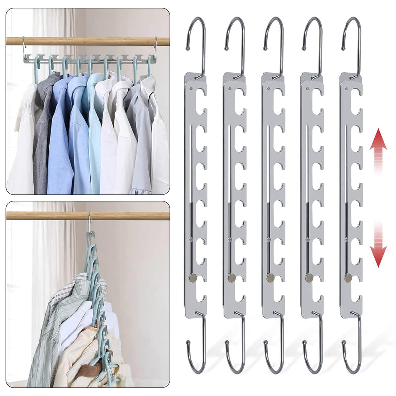 Hangers Space Saving Upgraded, Expand 6 To 9 Holes Magic Clothes Hanger Organize