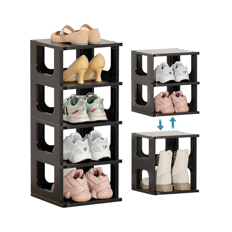 Shoe Organizer Rack For Small Spaces 5 Tier Plastic Vertical Narrow Shelves For