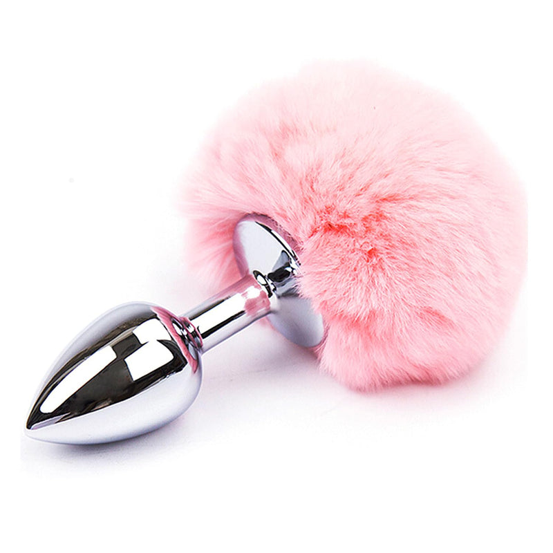 Anal Plug Adult Sex Toy,Small Size Butt Plug Metal Butt Plug Sexual Anus Rabbit'S Tail Anal Sex Toys,Stainless Steel Anal Butt Plugs Anal Trainer Toys For Adult Women,Men And Couples(Pink)