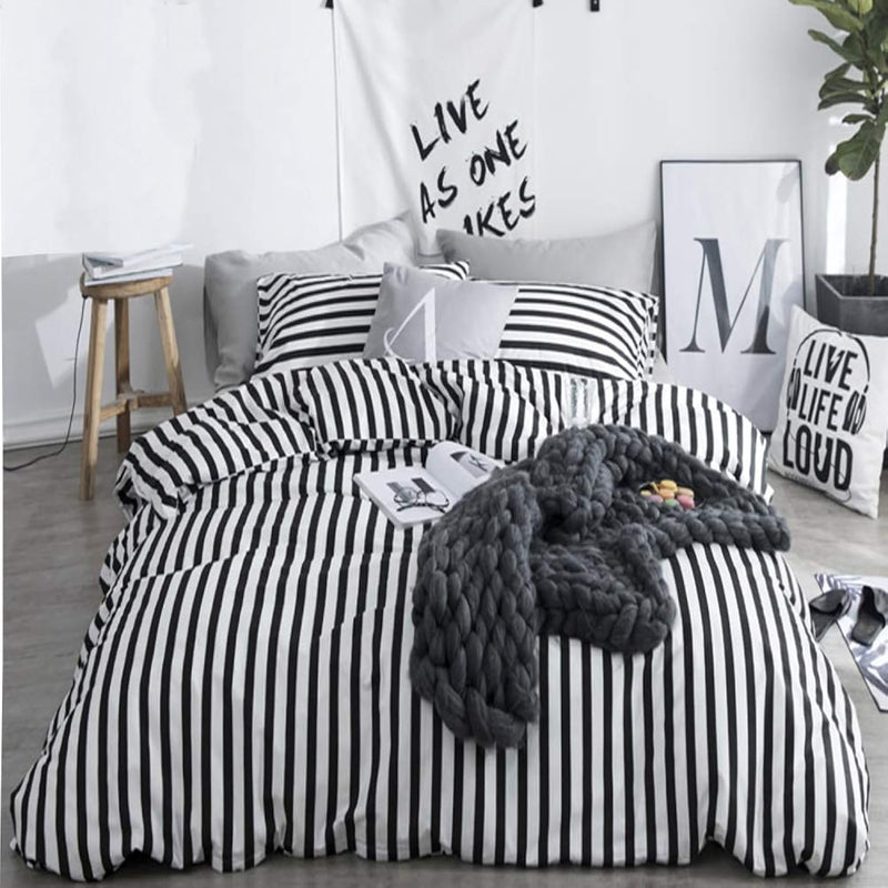 Striped Comforter Set Queen Black And White Bedding Comforter Full Sets Tickin