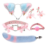 Faux Fox Anal Plug Set Tail Butt Cat Ear Headband Adult Tail Lace Choker Nipple Clamp Clip Adult Cosplay Tail Fetish Sex Toys Mouth Gag Ball Bdsm Fox Tail Furry Wolf