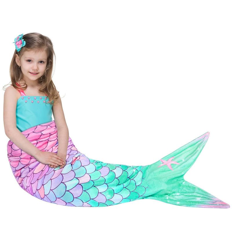 Mermaid Tail Blanket - Mermaid Wearable Blankets For Kids Girls Soft Flannel M