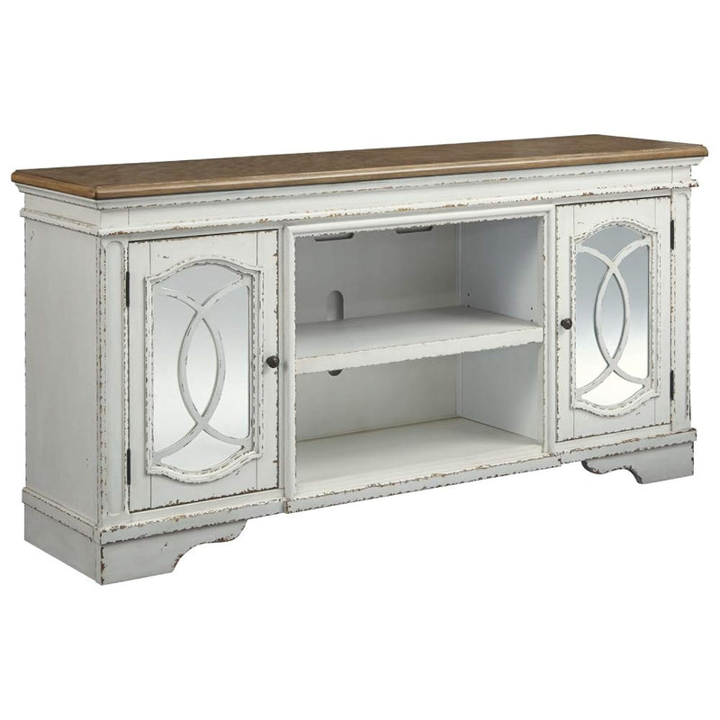 Signature Design By Ashley Realyn Farmhouse Tv Stand With Fireplace Option Fit