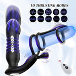 Male Thrusting Prostate Massager Wireless Anal Butt Plug Vibrator Perineum Stimulator Penis Cock Ring Masturbation For Couples