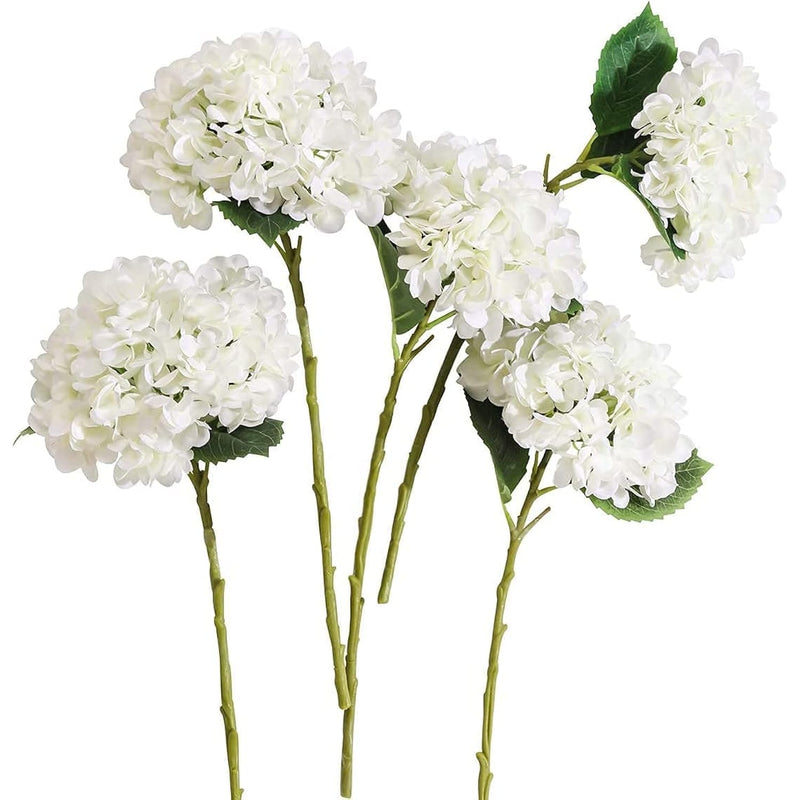 5Pcs 15.4In Artificial Hydrangea Silk Flowers Bouquet Faux Hydrangea Stems For