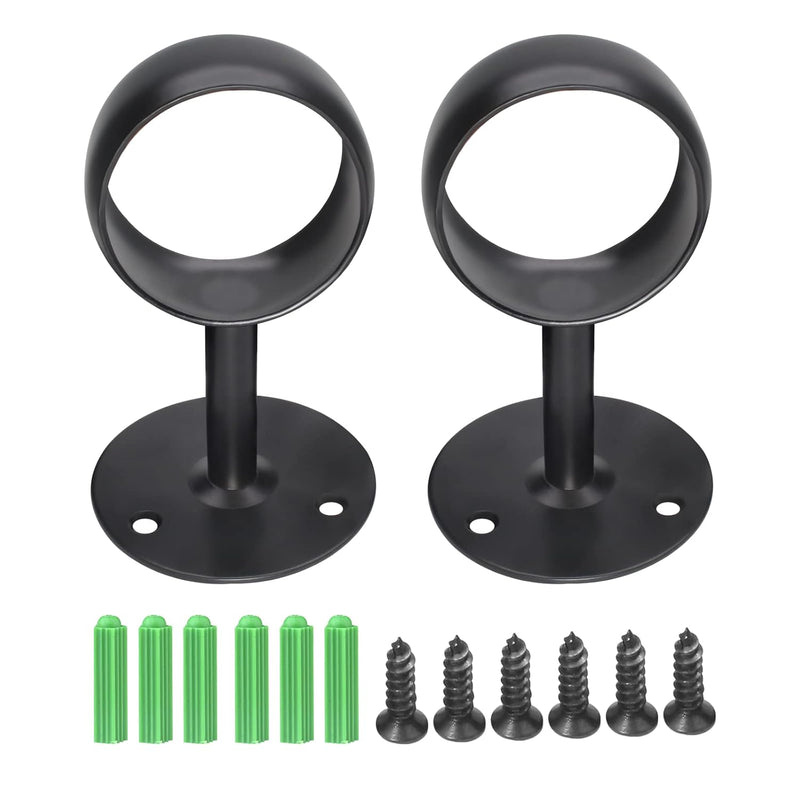 2Pcs 2 Inch Stainless Steel Ceiling Mount Curtain Rod Bracket, Matte Black Heavy