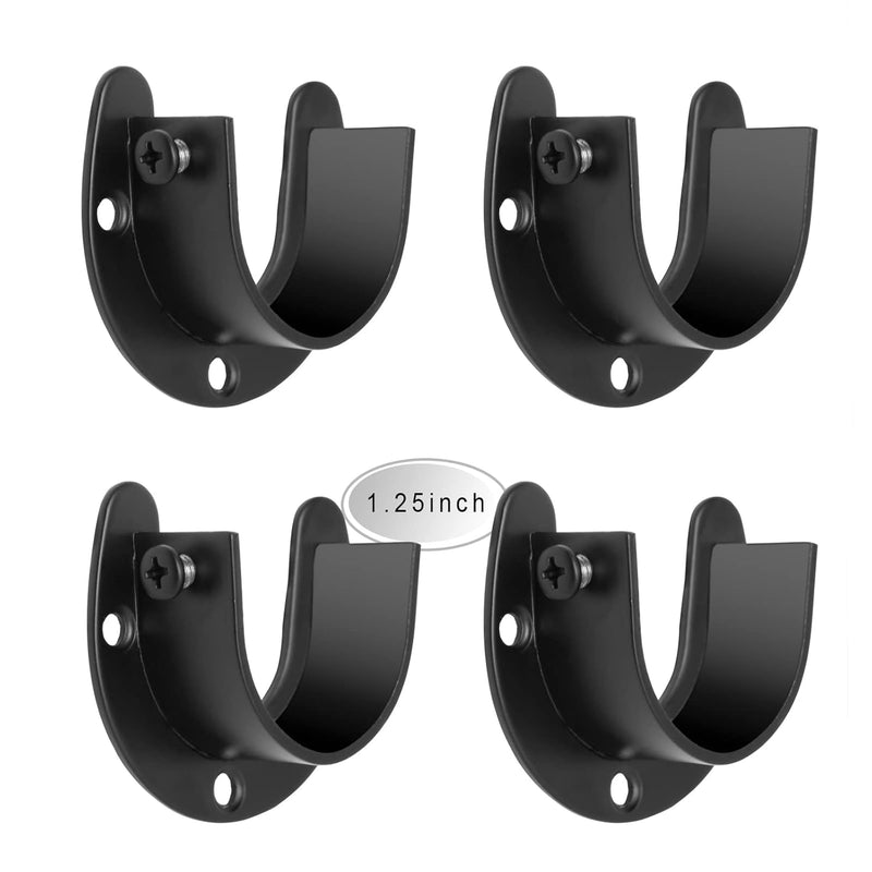 4 Pack Stainless Steel Closet Rod Brackets, 1-1/4 Inch Heavy Duty Closet Rod End