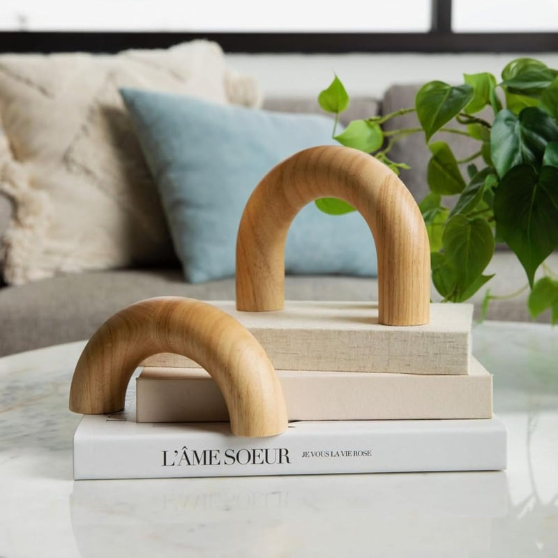 3Pc Set Solid Wood Home Decor Accents, Aesthetic Shelf Decor, Coffee Table Boo