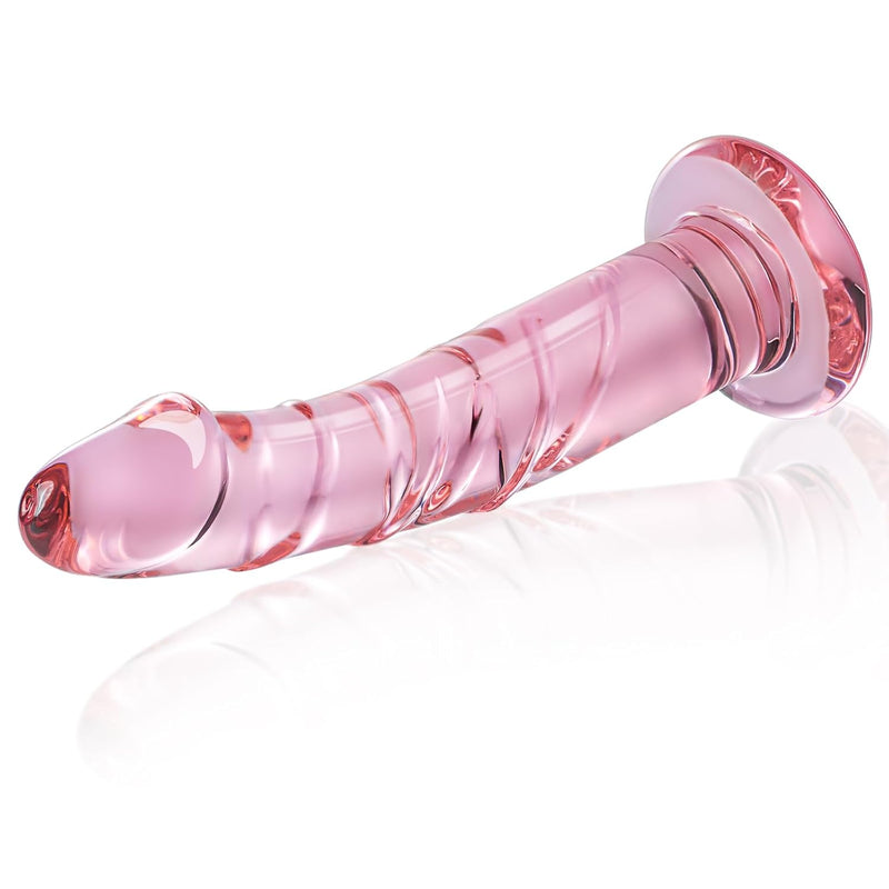 5.7 Inch Small Glass Dildo Beginner Dildo For Women, Pink Dildo Mini Butt Plug Glass Anal Toy With Raised Texture & Mushroom Tip, Cute Dildo Adult Sex Toys For Prostate G-Spot Stimulation (S-Pink)