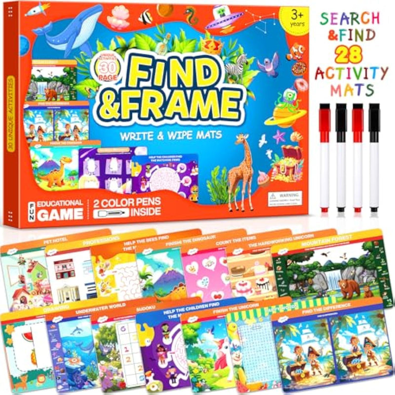 Search And Find Books For Kids 3-5, Reusable Preschool Learning Activities, Perfect Road Trip Essentials, Educational Toys, 28 Pcs Busy Books For 3 4 5 6 Year Old Boys Girl Christmas Birthday Gifts
