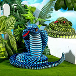 2 Pcs Green Blue Snake Stuffed Animal, 43 Inch Long Lifelike Cobra Stuffed Plush Toy Snake Plushie Gifts For Kids Children Birthday Home Prank Prop Party Decor