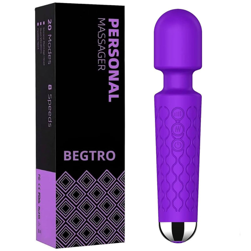 Vibrator Wand Sex Toys For Women, Wand Massager, Female Clitoral Stimulator, G-Spot Dildo With 8 Speeds Of Pleasure & 20 Patterns, Portable & Quiet Adult Sex Toy For Her (Purple, Large)