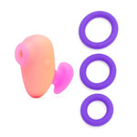 Kiss Travel Pleasure Air Clitoris Stimulator & Remix Set Of 3 Silicone Cock Rings - Couples Sex Toys Bundle