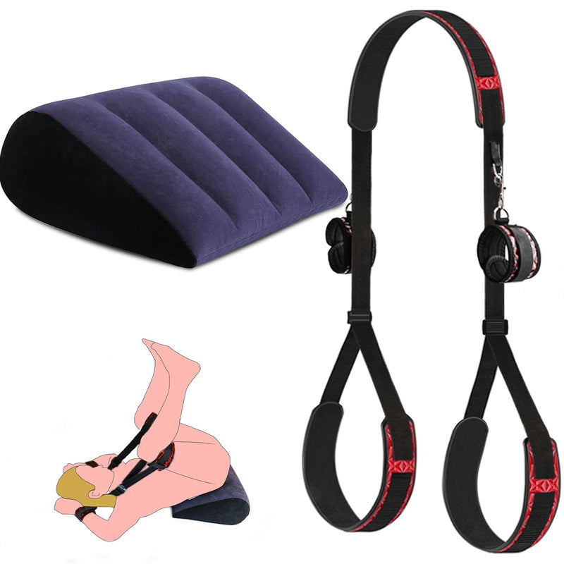 Sex Toys Position Pillow Cushion With Sex Leather Bondage Strap, Sex Ramp Furniture For Couple Deep Position Support, Sex Harness Thigh Restraint Adjustable Sling Restraints For Women Men And Couples