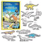 Dinosaur Stained Glass Suncatcher Kit for Kids with Glow & Metallic Paints
