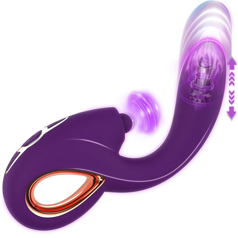 Sex Toys For Women Thrusting Vibrator G Spot Rabbit Vibrators Female Sex Toys With 10 Vibration 7 Thrust 3 Tapping/Sucking Clitoral Stimulator Licking Thrusting Dildo Adult Sex Toys For Couple Games