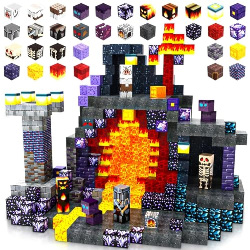 150 Pcs Magnetic Blocks Toys For Kids, Dungeon-Themed Building Blocks, Stacking Magnets, Stem Montessori Sensory Toys For Boys And Girls Age 3 4 5 6 7 8 9 10 Gifts