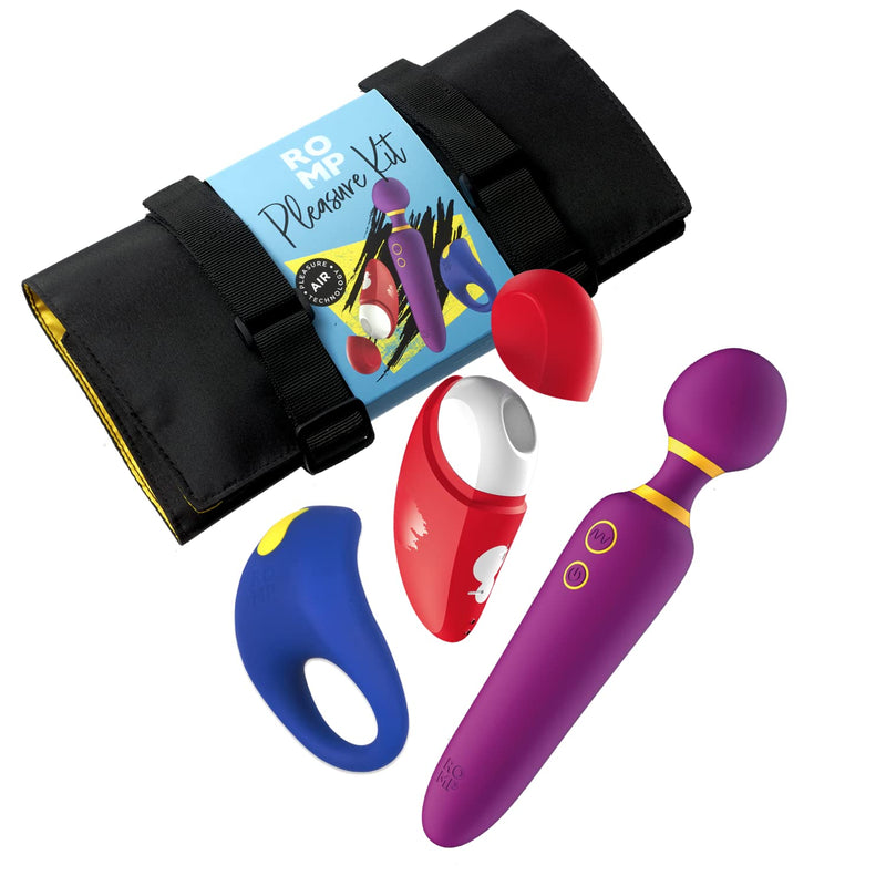 Pleasure Kit - 3X Vibrator Set For Couples - Clitoral Suction Toy - Wand Massager - Vibrating Cock Ring - Waterproof - Rechargeable