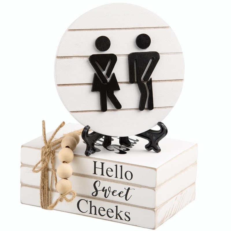 Bathroom Shelf Decor Farmhouse Funny Bathroom Decor Signs,3D Round Shiplap Sig