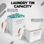 Farmhouse Metal Laundry Pods Container with Dryer Sheet Holder for Laundry Room Organization and Storage, Farmhouse Decor, Eco Frendly,Holds 200 Laundry Pods and 300 Dryer Sheets