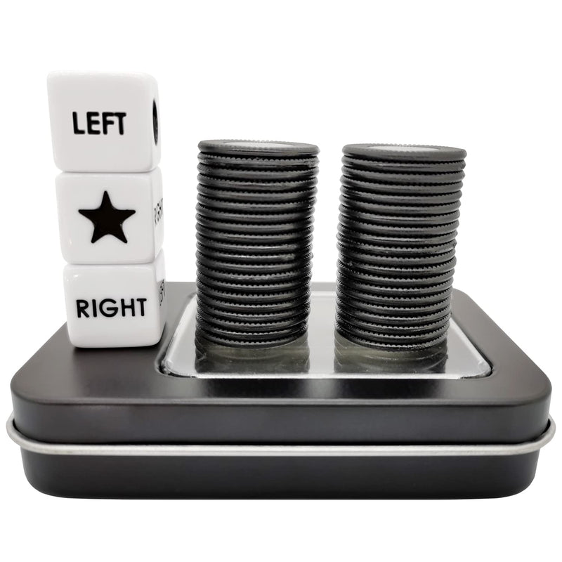 Left Right Center Dice Game Prime Set With 3 Dices + 40 Chips (Black)