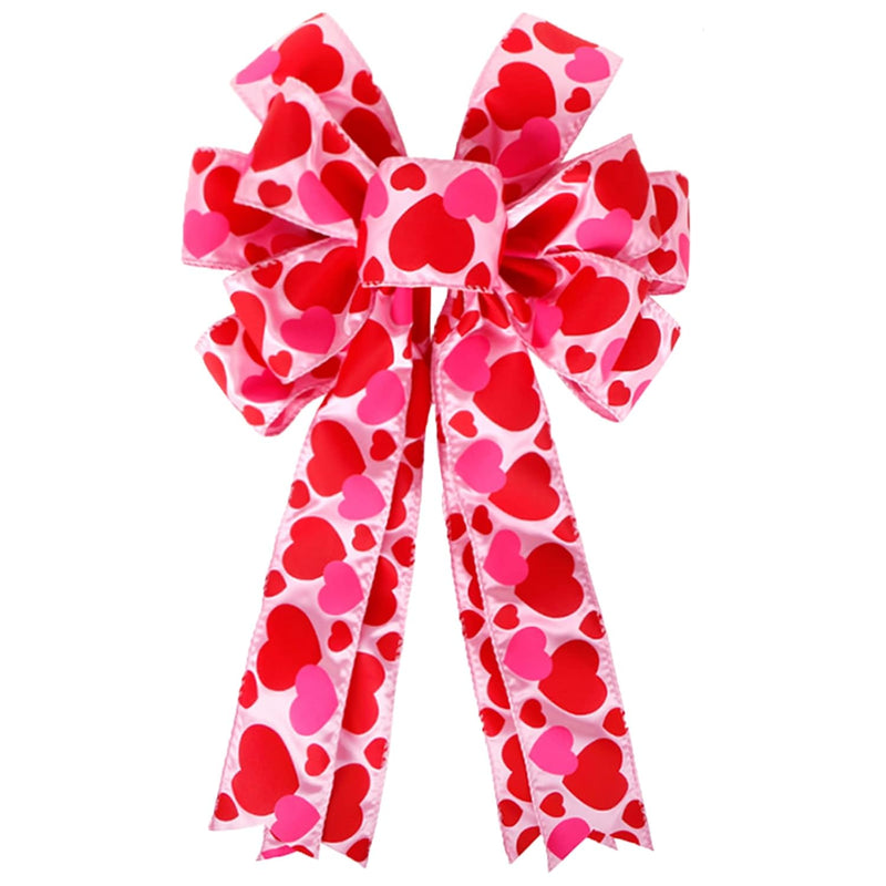 Valentine'S Day Bows, Large Red Heart Printed Valentine'S Day Wreath Bow Gift