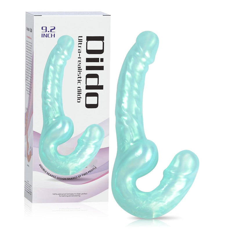 9.2" Realistic Double Ended Dildo - Flexible Silicone Strapless Strap On For Lesbian Couples, Dual Dong For Vaginal & Anal Play, Adult Sex Toys For Women(Aqua)