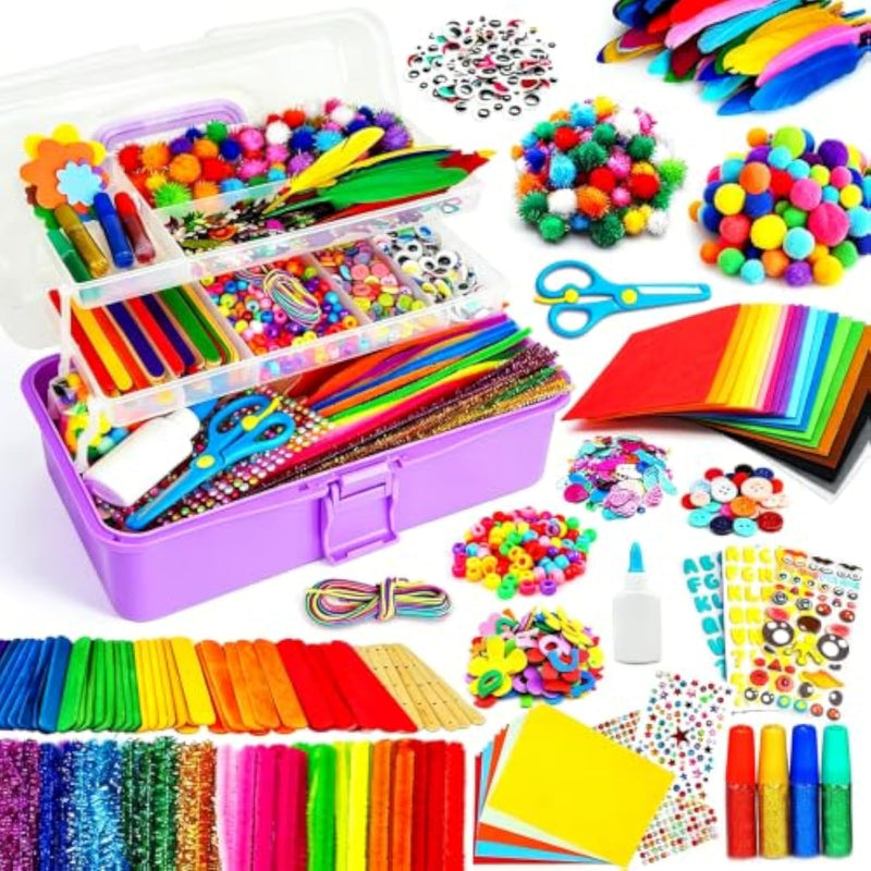 Back to School Arts and Crafts Supplies Kit with Glue Stick for Kids