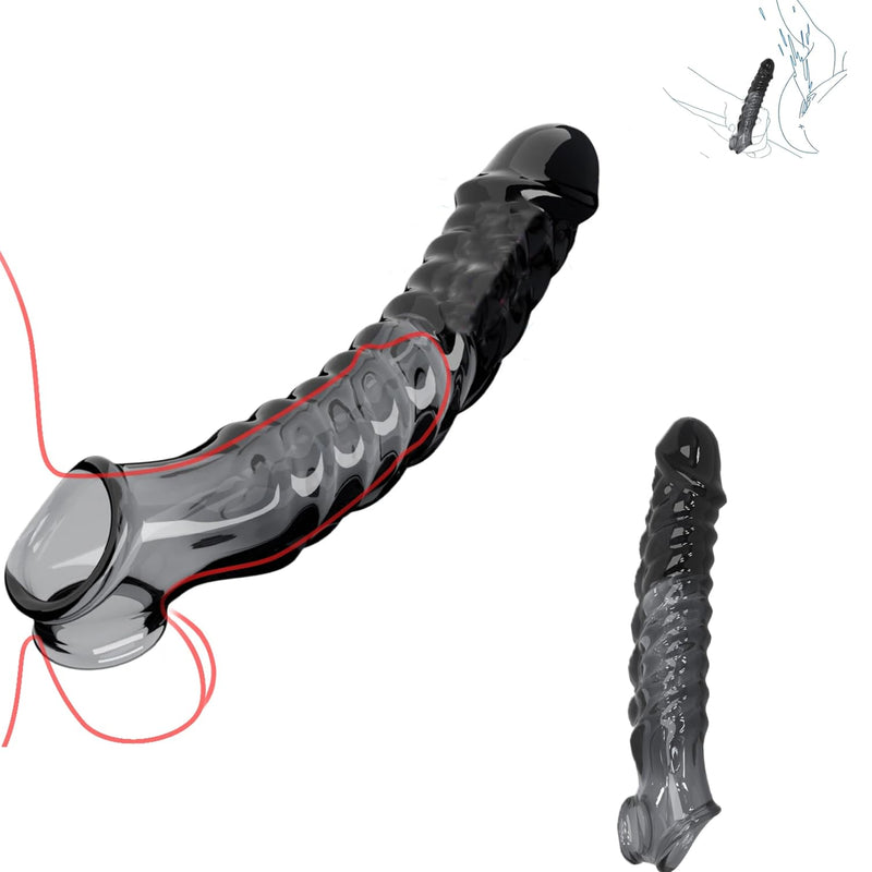 Penis Sleeve Cockring Sex Toys For Men, Penis Extender Male Girth Enhancement Realistic Dildo Penis Pump,Silicone Cock Sleeve Extension Penis Ring For Enlarge Thicken Girth Adult Sex Toys For Couples